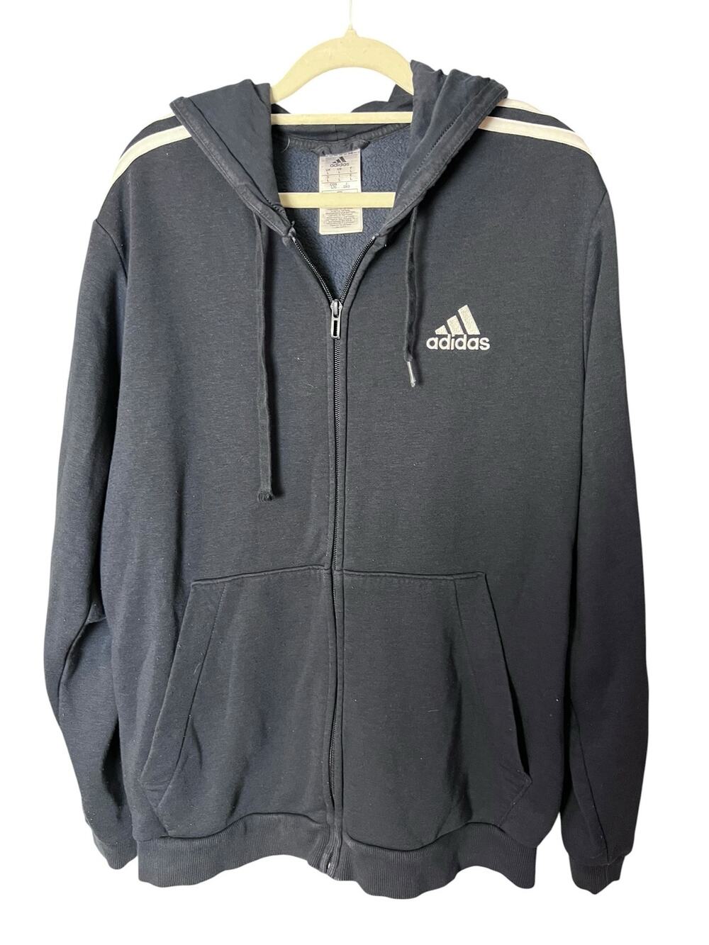 Adidas Men’s Full Zip Hoodie Large Three Stripes GK9053 Athleisure Performance